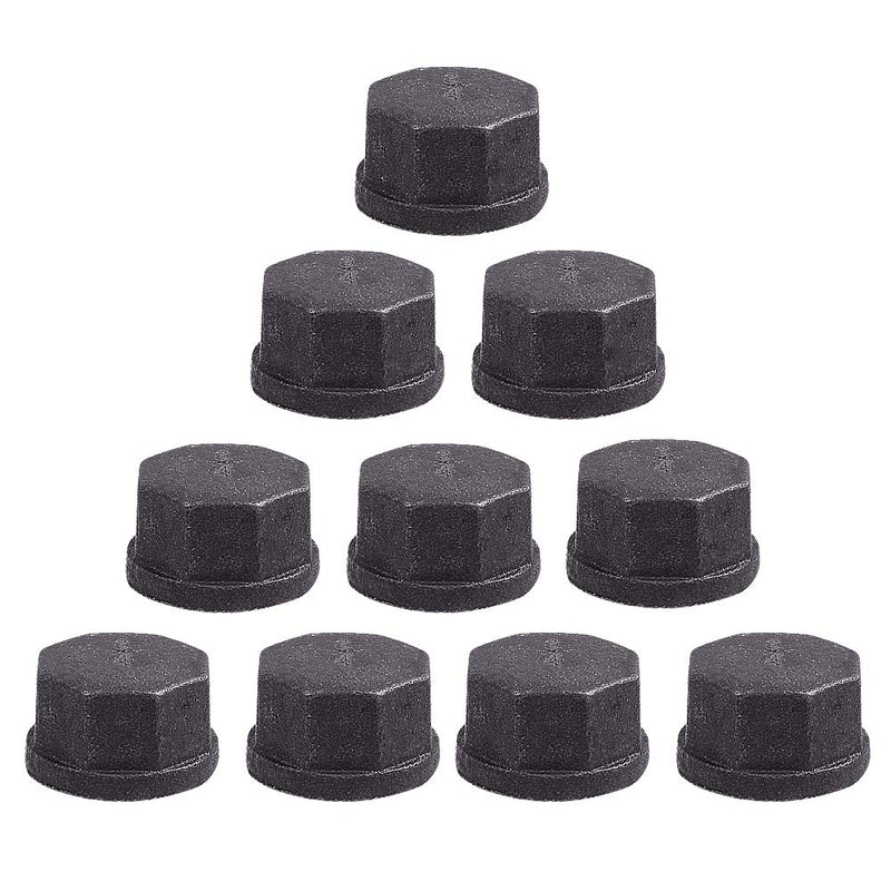 [Australia - AusPower] - Niubid 3/4 Inch Malleable Cast iron Pipe Cap, DIY Retro Furniture Threaded Pipes and Fittings, 10 Pack 1/2 Inch Pipe Cap. 