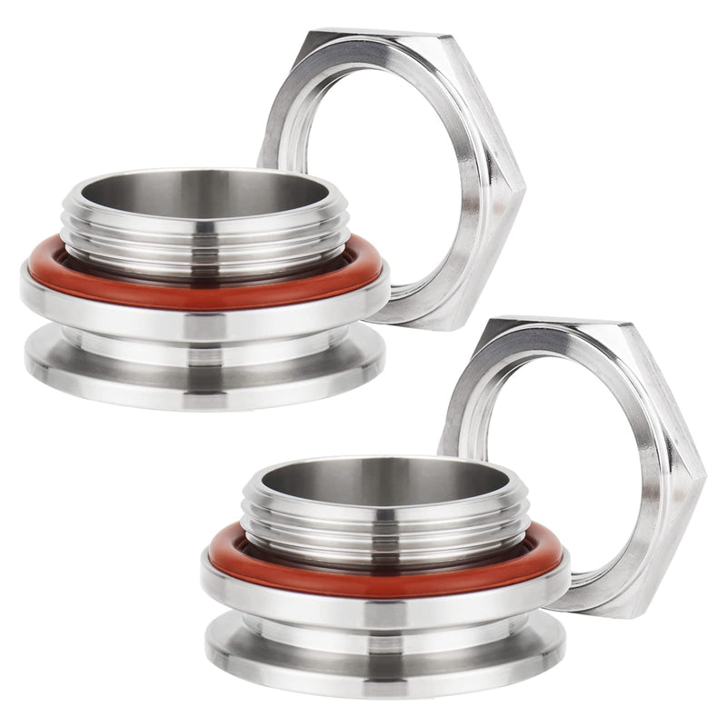 [Australia - AusPower] - (2 pack)Hilangsan 1.5" Tri Clamp Weldless Bulkhead Stainless Steel Compression Bulkhead Fittings Homebrew Kettle Bulkhead 1.5 inch TC Bulkhead for Brew Kettle 