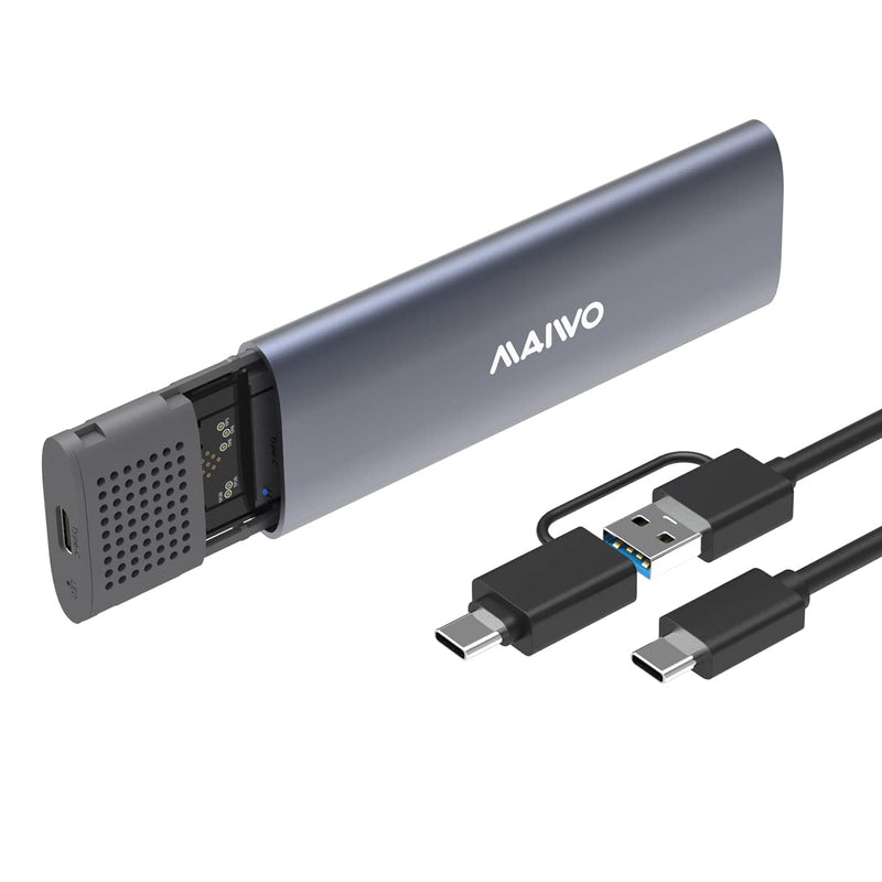 [Australia - AusPower] - MAIWO M.2 SSD Enclosure Adapter,USB C to M.2 NVME/SATA,MAX 10Gbps,Support 2TB Storage Expansion,Support M or B&M Keys,Aluminum Alloy,Tool Free,Automatic Sleep (FIts 2230/2240/2260/2280) 