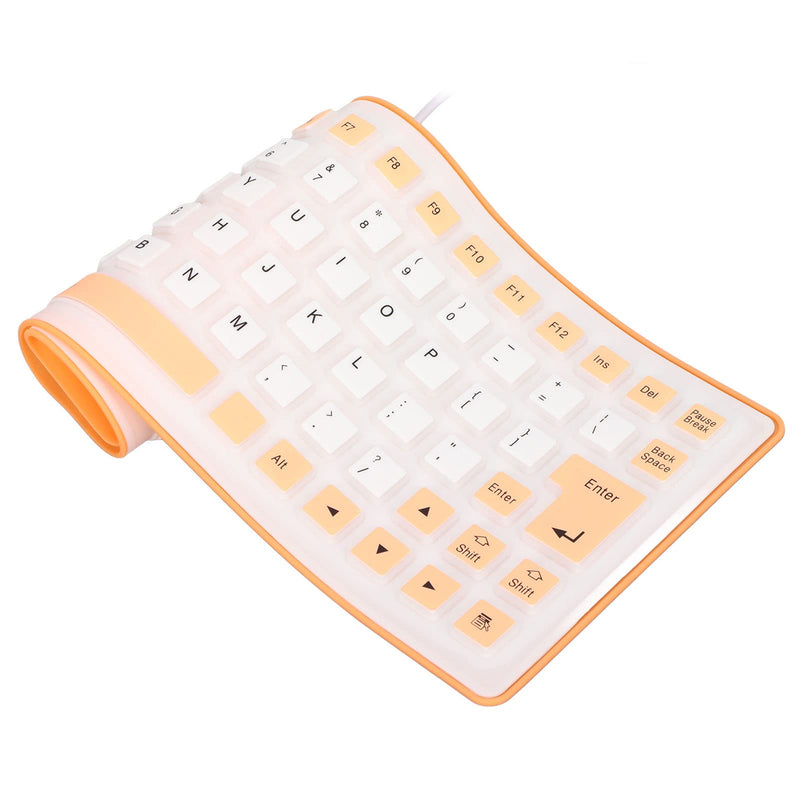 [Australia - AusPower] - Silicone Keyboard, 85 Keys Foldable USB Wired Silicone Keyboard, Portable Waterproof Rollup Keyboard for PC Laptop Notebook, Soft and Silent(orange) 