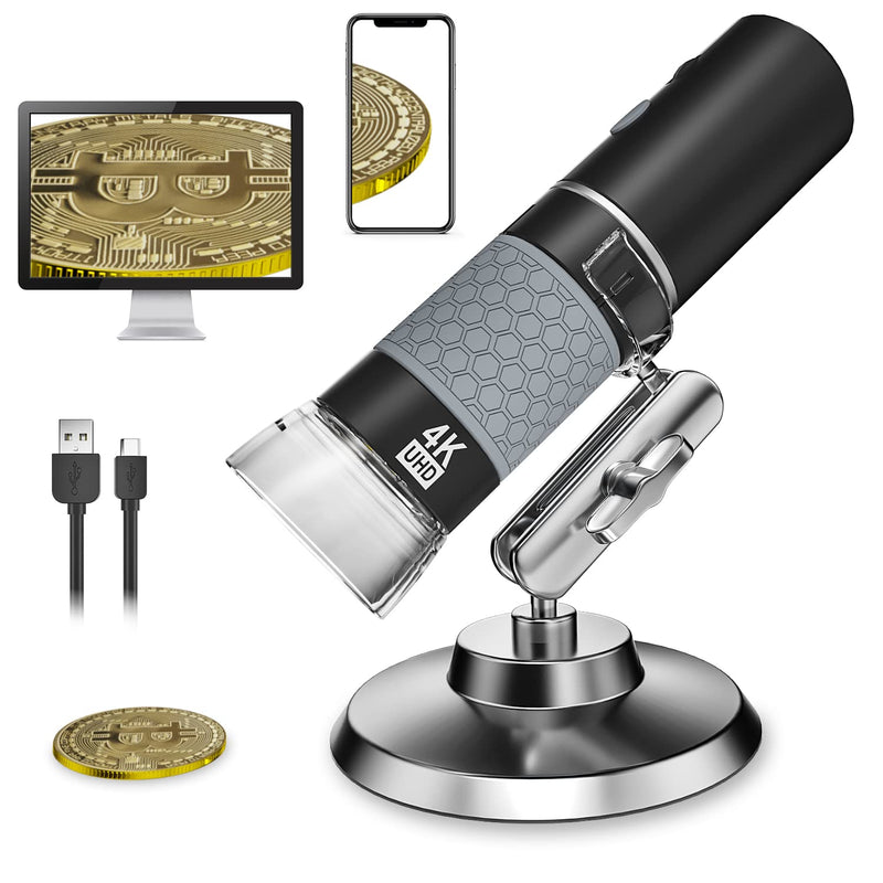 [Australia - AusPower] - Bysameyee 4K 3840x2160P Wireless Digital Microscope, Handheld HD USB Microscope Inspection Camera Endoscope 40x-1000x Magnification, Compatible with iPhone iPad Android Phone Tablet Windows Mac PC 
