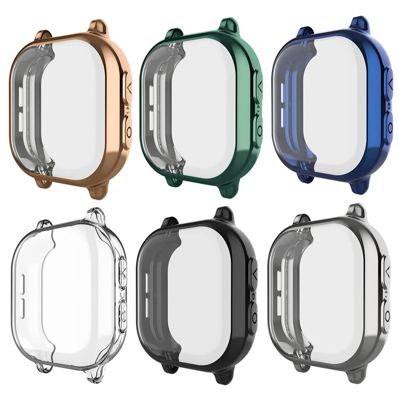 [Australia - AusPower] - GEORDGY 6 Pack Screen Protector Compatible for Gizmo Watch 2 Case for Kids, Ultra-Thin TPU Plated Overall Protective Case Cover Scratch Resistant Bumper Shell for Verizon Gizmo Watch 2 CLear/Black/Silver/Green/Blue/Rose Gold 