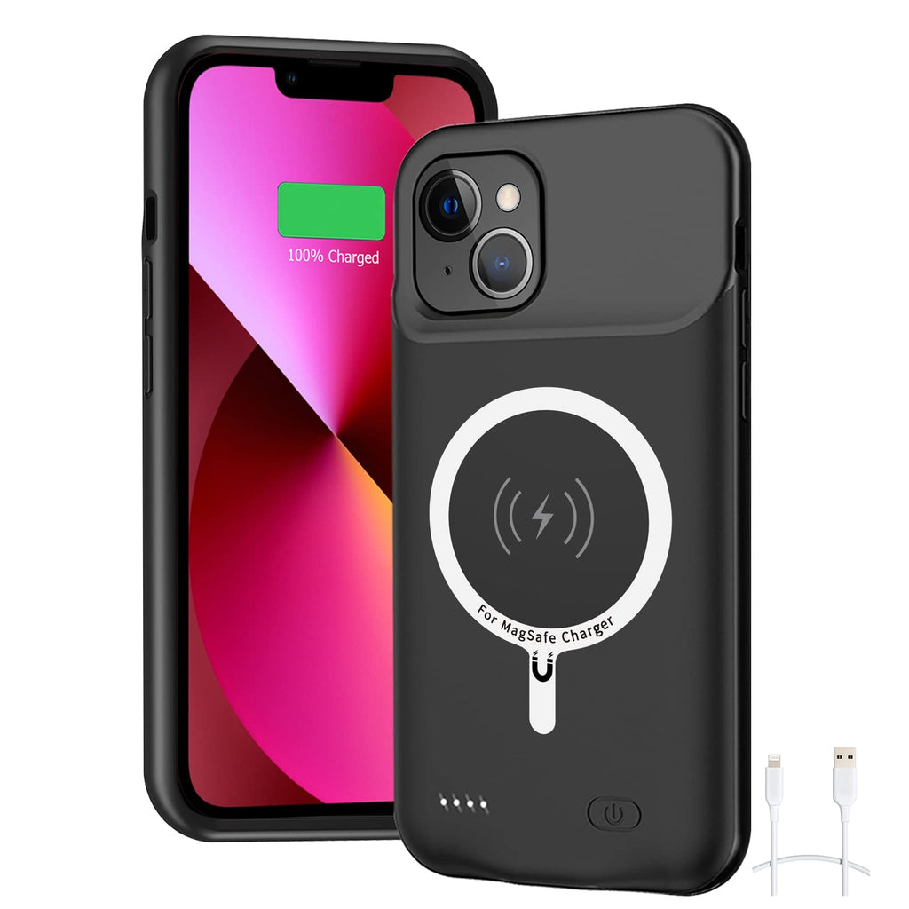 [Australia - AusPower] - Battery Case for iPhone 13, 7000mAh Ultra-Slim Portable Charger Case Rechargeable Battery Pack Charging Case with Wireless Charging Compatible with iPhone 13 (6.1 inch)-Black Black (wireless charging) 