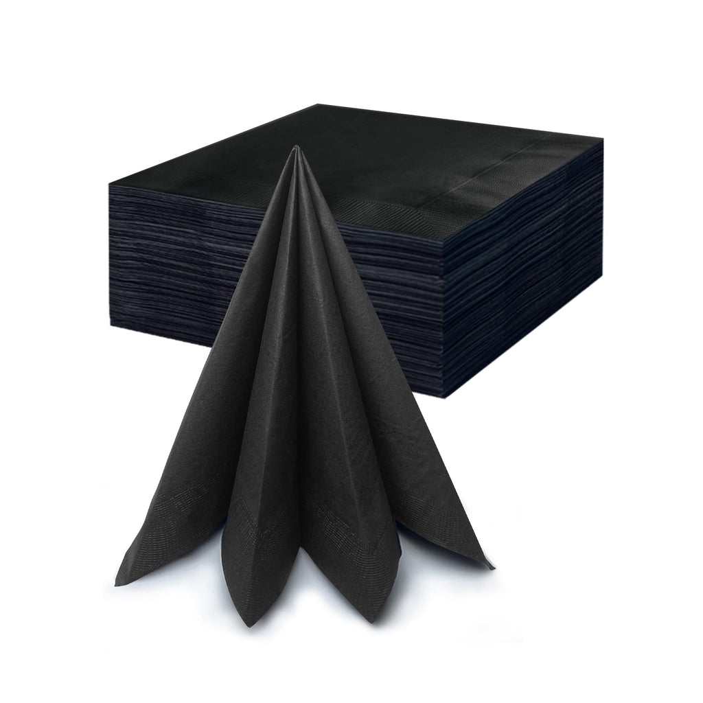 [Australia - AusPower] - Black Cocktail Napkins, Beverage Disposable Paper Napkin, 2Ply 100 Count - Soft, Comfortable, smooth And Absorbent For Daily Use, Kitchen, Wedding, Party, Dinner, Lunch, Birthday, Engagement (5" x 5") 