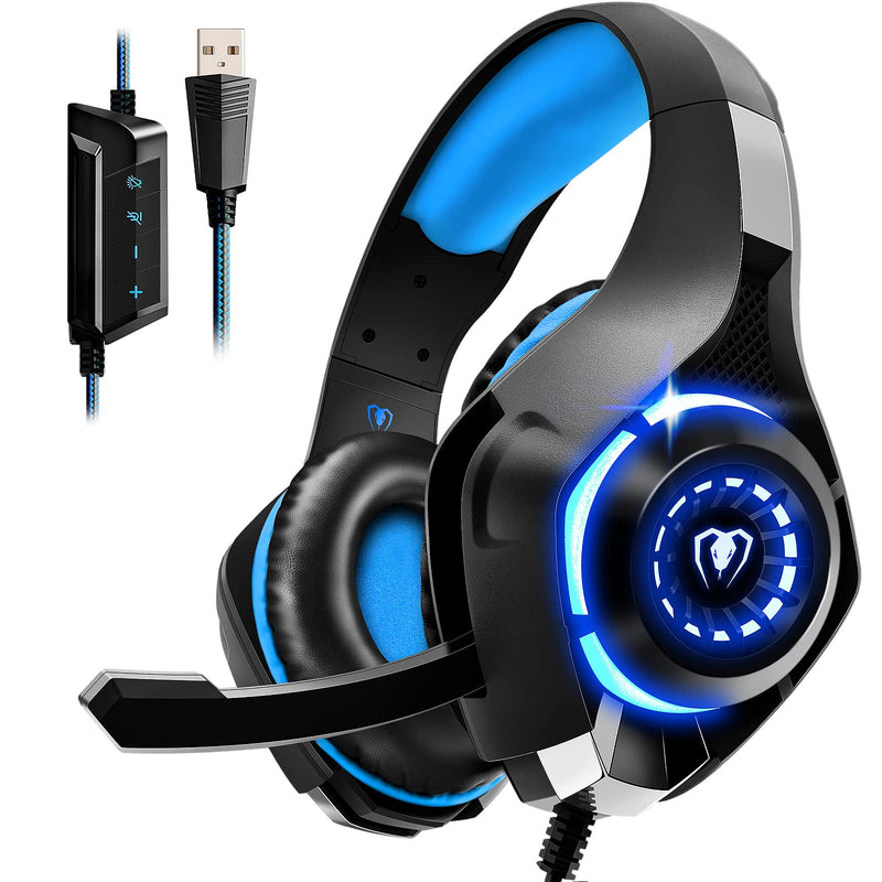 [Australia - AusPower] - 7.1 Gaming Headset for PC, Computer Gaming Headphones with Noise Cancelling Mic/Microphone, PC Gaming Headset with LED Lights for PC, PS4/PS5 Console, Laptop 