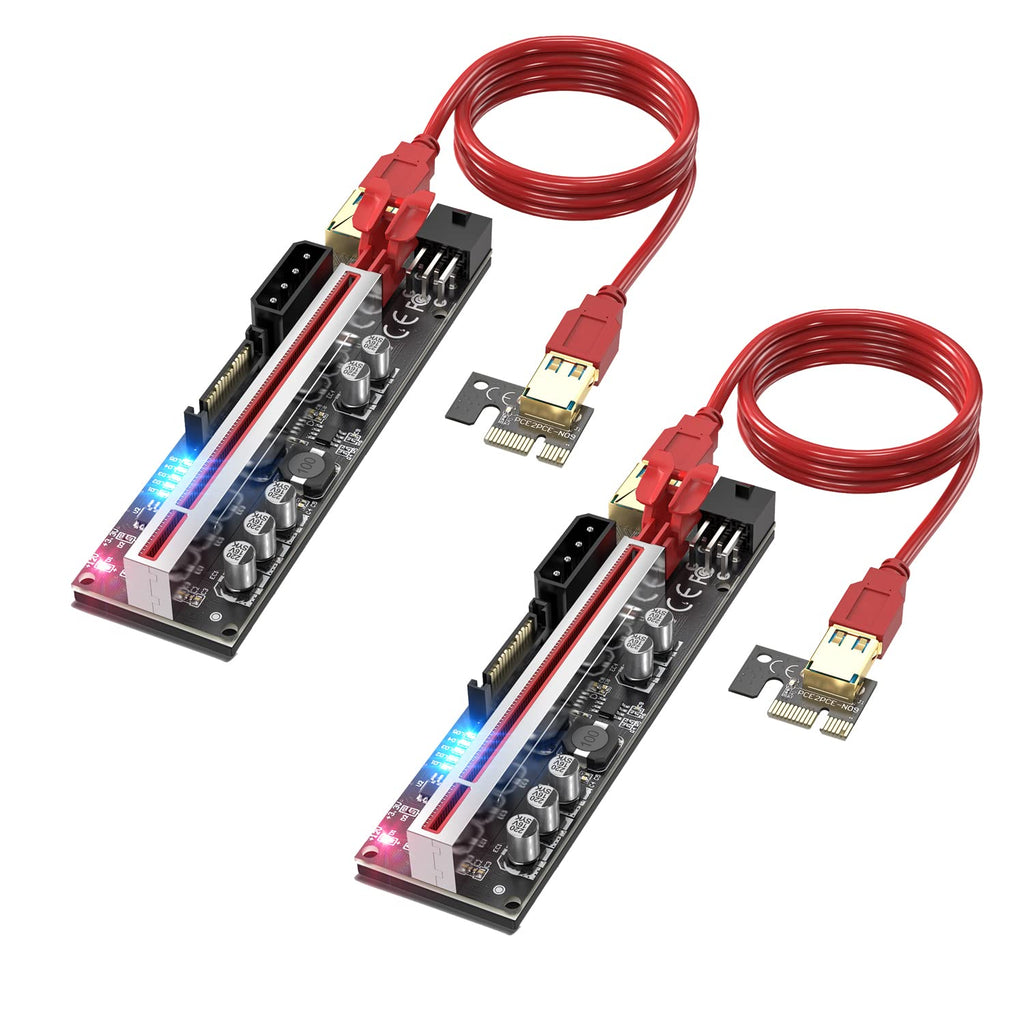 [Australia - AusPower] - EDUP LOVE PCIe GPU Riser Express Cable with 5 Solid Capacitors,Marque Light,16X to 1X Bitcoin/Ethereum ETH Mining Mini Graphics Riser Card Adapter (2PCS/Pack) 2PCS/PACK 