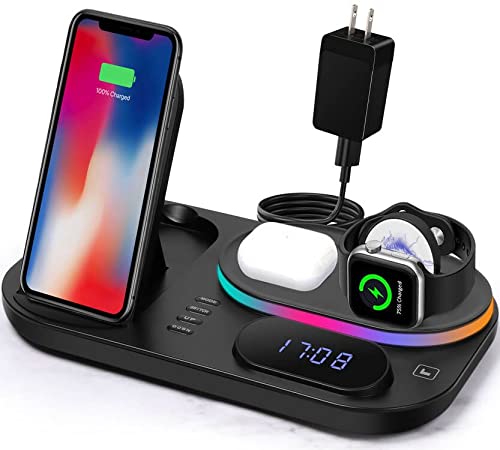 [Australia - AusPower] - HUOTO Wireless Charging Station, 3 in1 Fast Charging Station with Adapter,Wireless Charger Stand for iPhone 13/12, AirPods 3/2/pro, iWatch Series 7/6/5/SE/4/3/2/1, Samsung Galaxy 