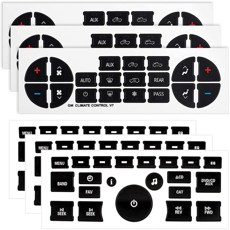 [Australia - AusPower] - GLEEMAX 6pcs AC Dash Button Decal + Radio Button Repair Kit Stickers, Decal Replacement for 2007-2015 GM Vehicles Car SUV Van Truck Chevy Accessories 6 