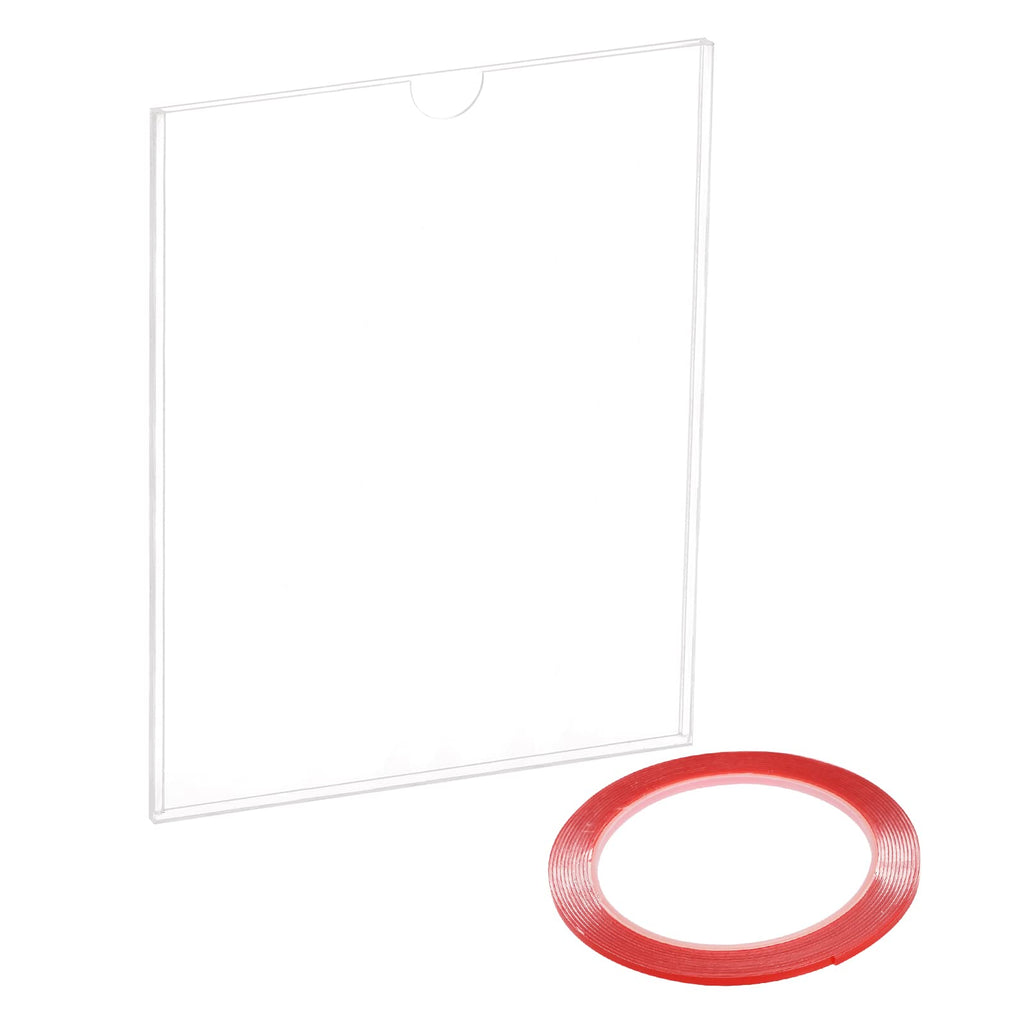 [Australia - AusPower] - MECCANIXITY Clear Acrylic Sign Holder Picture Paper Vertically Frame 8.3x5.8inch with Double Sided Adhesive Strip for Home, Office Pack of 2 