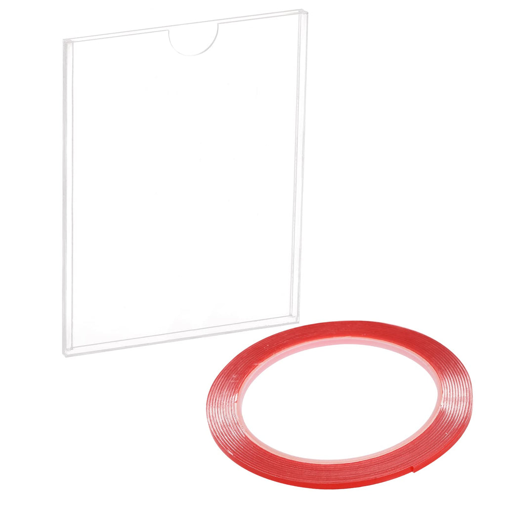 [Australia - AusPower] - MECCANIXITY Clear Acrylic Sign Holder Picture Paper Vertically Frame 5x3.5inch with Double Sided Adhesive Strip for Home, Office Pack of 4 