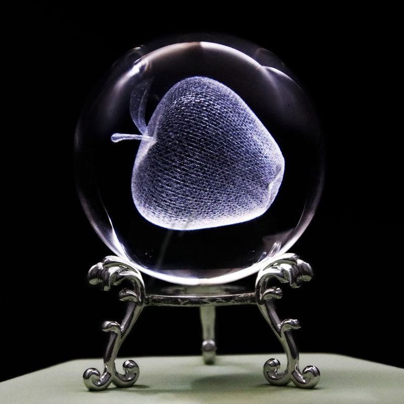 [Australia - AusPower] - 3D Laser Crystal Ball Apple Paperweight Glass Crystal Apple Figurines Gift 3d Apple 