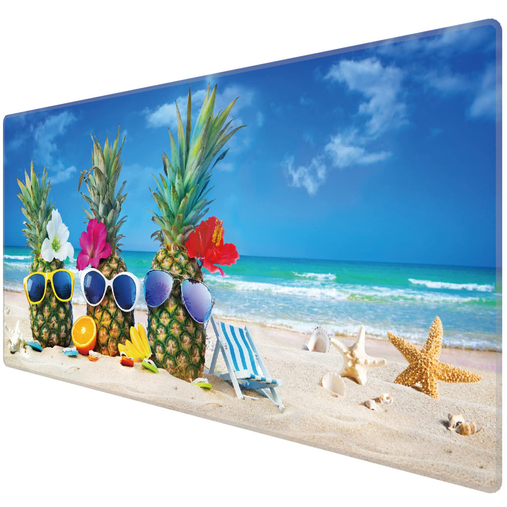 [Australia - AusPower] - Large Gaming Mouse Pad Extended Mousepad Computer Keyboard Mouse Mat Desk Pad for Home Office Gaming Work (M-Beach Pineapple) 