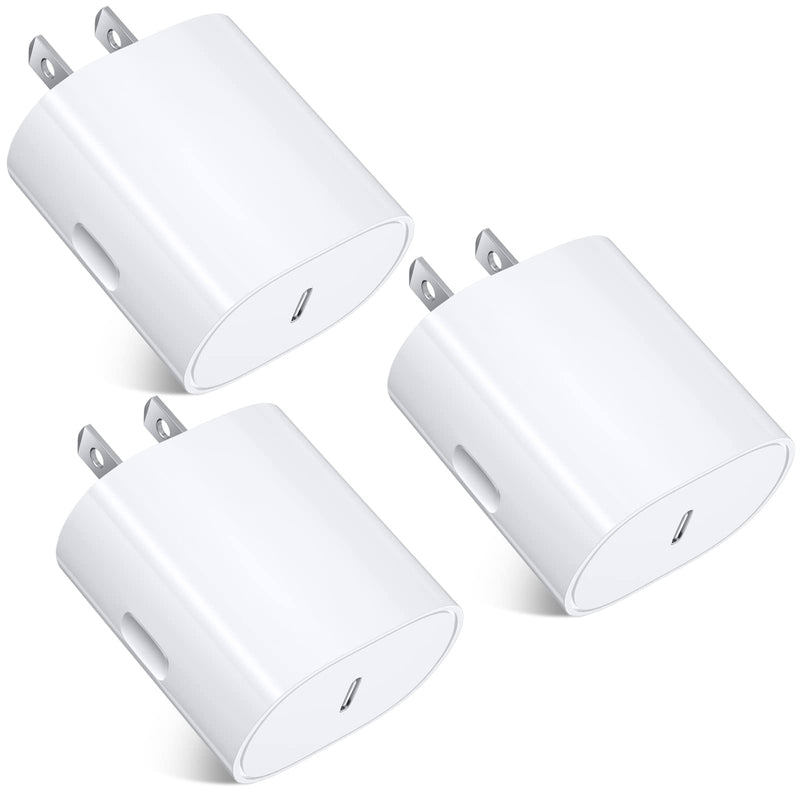 [Australia - AusPower] - USB-C Charger, Agtray 3 Pack 20W USB C Fast Charger Power Adapter Type C Block Wall Plug Fast Charging Compatible with iPhone 13/13 Pro/13 Pro Max/13 mini/12/11/iPad, iwatch, Galaxy S21/S20/Note 20 
