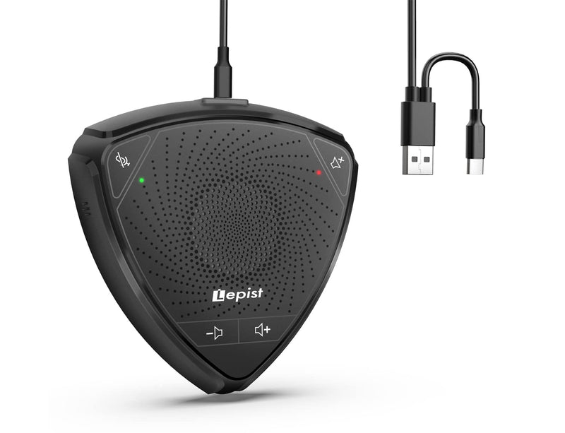 [Australia - AusPower] - USB Speakerphone - Lepist LE2101N Conference Speaker for 4 People Business Conference 360° Voice Pickup, USB Skype Speakerphone Conference Call Speaker with Microphone, Plug and Play 