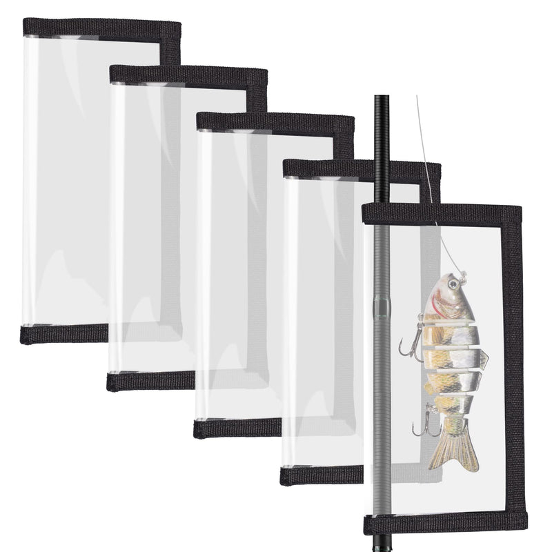 [Australia - AusPower] - Bombrooster Fishing Lure Covers Wraps, 5 Pack Transparent PVC Fishing Hook Protector Velcro, Plastic Soft Baits Covers for Rod 