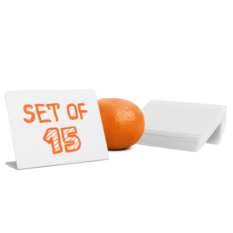[Australia - AusPower] - 15 Pack Mini Whiteboard Signs for Dry Erase Markers - Plastic Message Board - Food Labels for Party - Table Numbers - Small White Board - Dry Erase Boards 15 L White 