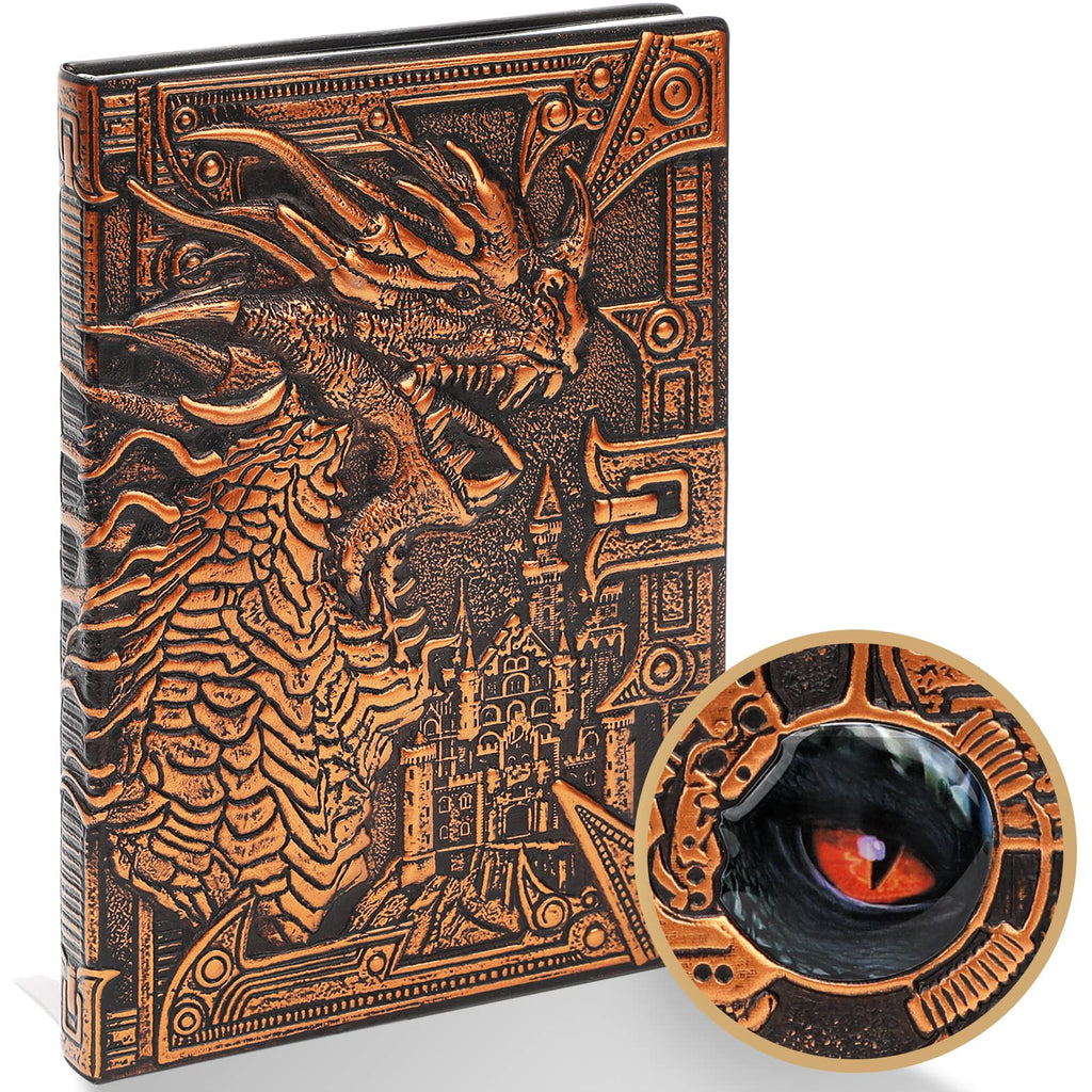 [Australia - AusPower] - 3D Dragon DND Journal Writing Notebook, Fantasy Leather Vintage Journal for Dungeons and Dragons Gifts RPG Player, A5 Antique Notepad Travel Journal for Men Boys & Kids Dragon Lover Red Bronze 