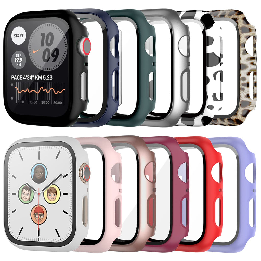 [Australia - AusPower] - 12 Pack Case with Tempered Glass Screen Protector for Apple Watch Series 7 41mm,JZK Hard PC Full Coverage Slim Guard Bumper Protective Cover HD Ultra-Thin Cover for iWatch 41mm Accessories 