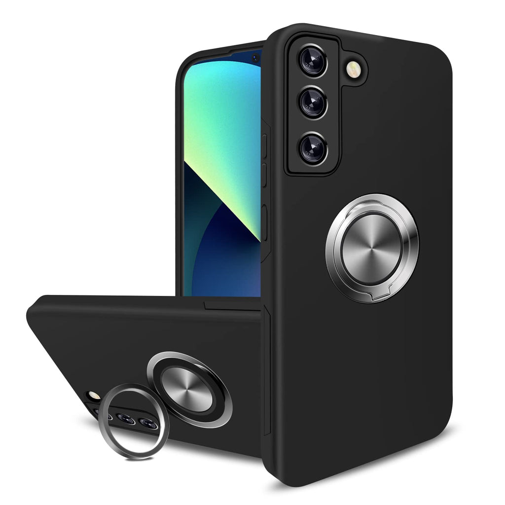 [Australia - AusPower] - Phone Case for Samsung Galaxy S22+ Case 360° Metal Rotating Ring Kickstand Holder Built-in Magnetic Car Mount Armor Case for Galaxy S22 Plus Phone Case (Galaxy S22 Plus(6.5 inch), Black) Galaxy S22 Plus(6.5 inch) 