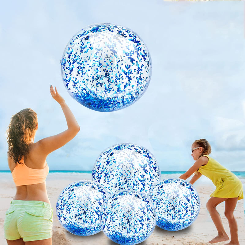 [Australia - AusPower] - 5 Pack Beach Ball Jumbo Pool Toys Balls Giant Confettis Glitters Inflatable Clear Beach Ball Swimming Pool Water Beach Toys Outdoor Summer Party Favors for Kids Adults 