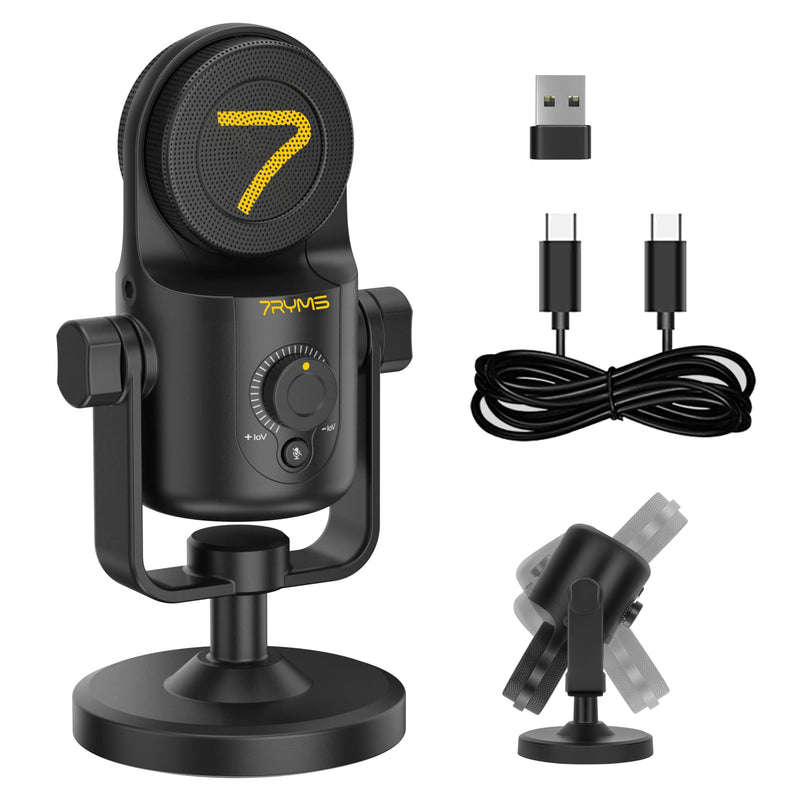 [Australia - AusPower] - 7RYMS SR-USB Mini USB Condenser Microphone for Recording, Gaming, and Streaming,with Mute Button,Built-in Pop Filter, Mic for PC Mac PS4 Android iOS Twitch Vocals YouTube Zoom-Class ASMR 
