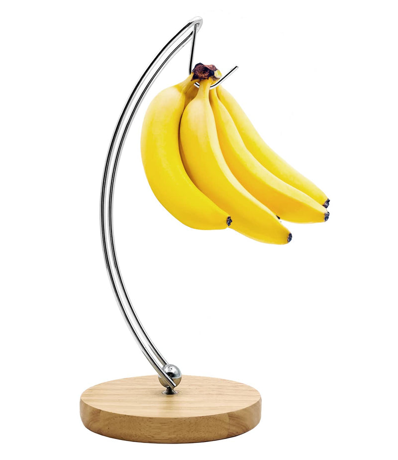 [Australia - AusPower] - Bananas Holder Hanger Hook Stand Modern Banana Keeper Organizer Storage Racks Tree Wood Base Metal Hooks Grape Holder Fruit Display Rack Keep Bananas Fresh for Home Kitchen Bar Table Countertop 