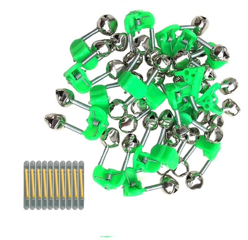 [Australia - AusPower] - FASPLORE 20 Pcs Fishing Bells for Rods Comes with 10 Fishing Glow Sticks Fishing Bite Alarm Indicator 