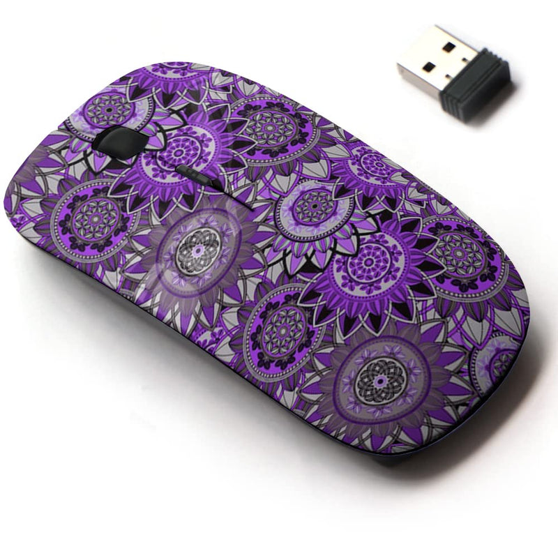 [Australia - AusPower] - 2.4G Wireless Mouse with Cute Pattern Design for All Laptops and Desktops with Nano Receiver - Vintage Mandala 