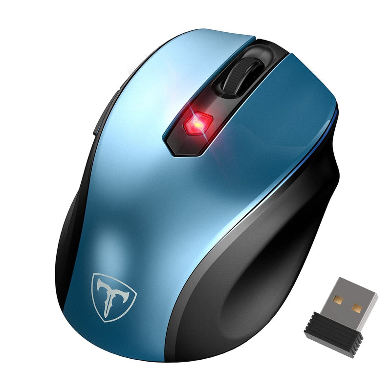 [Australia - AusPower] - Wireless Computer Mouse for Laptop PC Office Mouse for Work from Home Portable Palm-Sized w/ 6 Easy-Click Buttons, 5 DPI Adjustable, Blue, Energy-Saving Auto Sleep Mode, USB Nano Receiver, 2.4GHz 