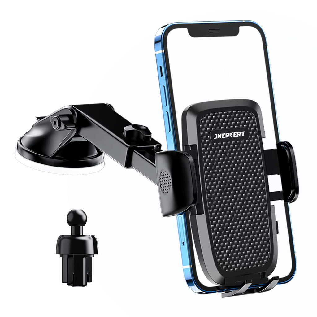 [Australia - AusPower] - Car Phone Mount [Solid & Durable] Long Arm Suction Cup Phone Holder, Suitable for Dashboard, Windshield, Air Outlet, Strong Suction, Car Holder Compatible with All Mobile Phones black 