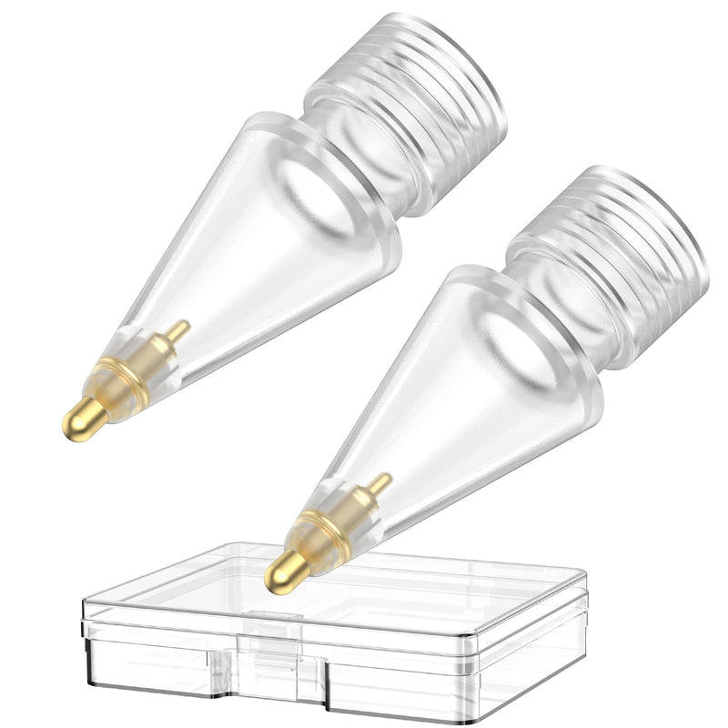 [Australia - AusPower] - Delidigi 2 Pack Clear Pencil Tips for Apple Pencil 2nd Gen and 1st Gen, Upgraded Longer Metal Wear-Resistant Pen Like Nibs, Fine Point Precise Control Tips for Apple Pencil (Clear 1.8mm) Clear 1.8mm 