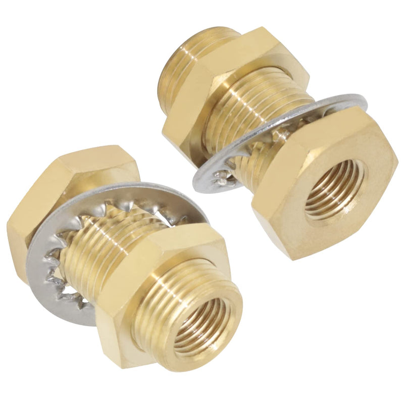 [Australia - AusPower] - CheeMuii 2pcs Bulkhead Brass Pipe Fitting Anchor Coupling Bulkhead Tank Fitting Bulkhead Tank Fitting Frame Hose Connector Gold 