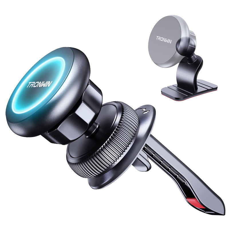 [Australia - AusPower] - Tronwin 2 in 1 Magnetic Car Phone Holder Mount [Upgrade Clip] Cell Phone Holder Stick on Mount 6 Strong Magnets Air Vent Phone Mount for Car Magnetic Car Mount Compatible with All iPhone Samsung 
