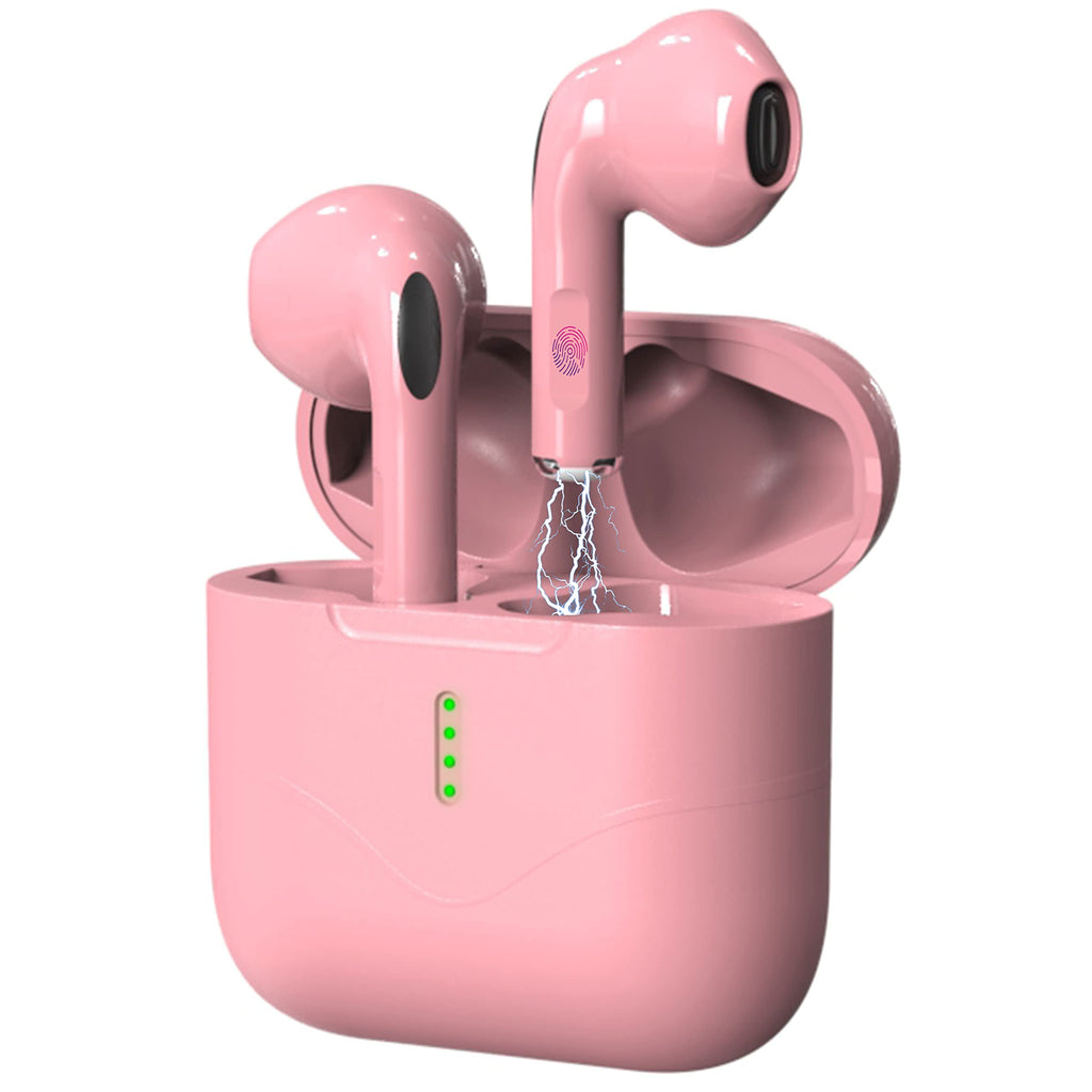 [Australia - AusPower] - Tikgram Wireless Earbuds Bluetooth 5.1 Headset with Noise Reduction Function Built-in Microphone Headset ipx5 Waterproof Headset with Charging Box Built-in air earplugs Suitable for iOS/Android Pink-N28 