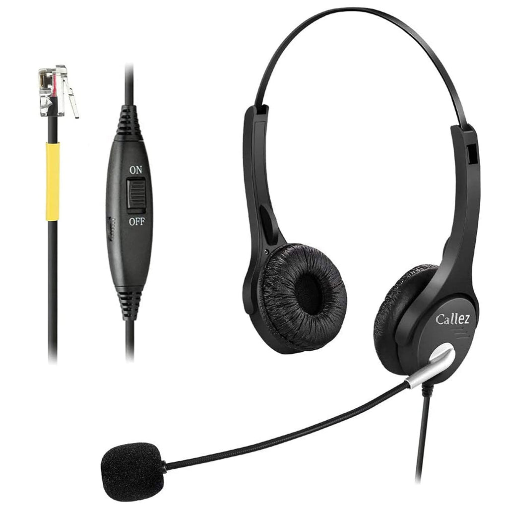 [Australia - AusPower] - Phone Headset RJ9 with Noise Cancelling Microphone, Callez Telephone Headset Binaural Compatible with Yealink T46S T42S T48S T41S T27G T20P T21P Avaya 1608 9608 9611 Grandstream GXP2170 2135 Cisco 