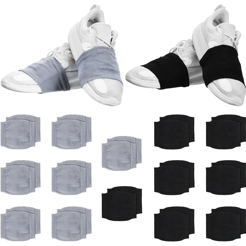 [Australia - AusPower] - Dance Socks Shoe Socks Dance Socks Over Shoes on Smooth Floors Dance Shoe Covers Ballet Dance Socks Over Sneakers Shoe Sliders for Smooth Pivots and Turns on Wood Floors, Black and Gray 16 