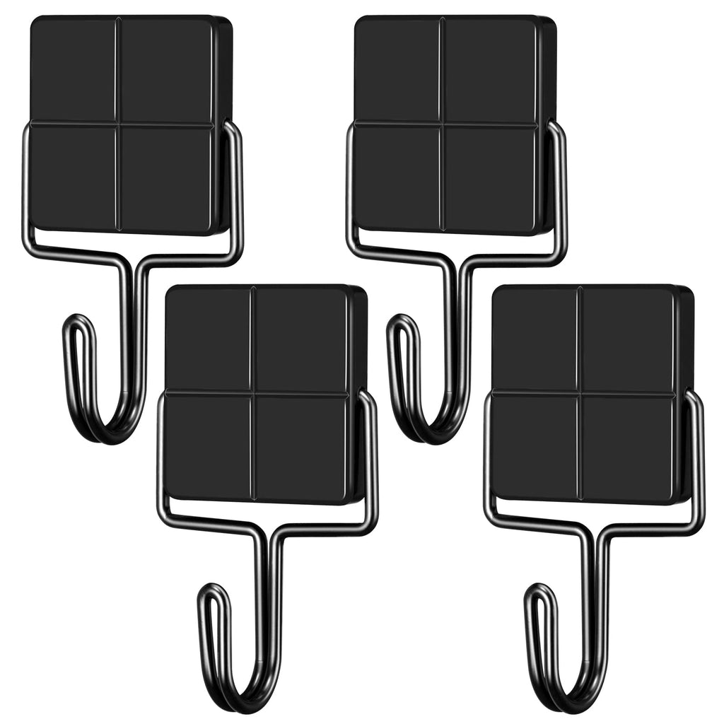 [Australia - AusPower] - MAGTSMEI Black Magnetic Hooks Heavy Duty, 30LBS Strong Neodymium Magnet Hooks for Fridge, Refrigerator Magnet with Hook for Hanging, Locker, Kitchen, Cruise, Grill, Industrial Magnetic Hooks, 4 Pack 