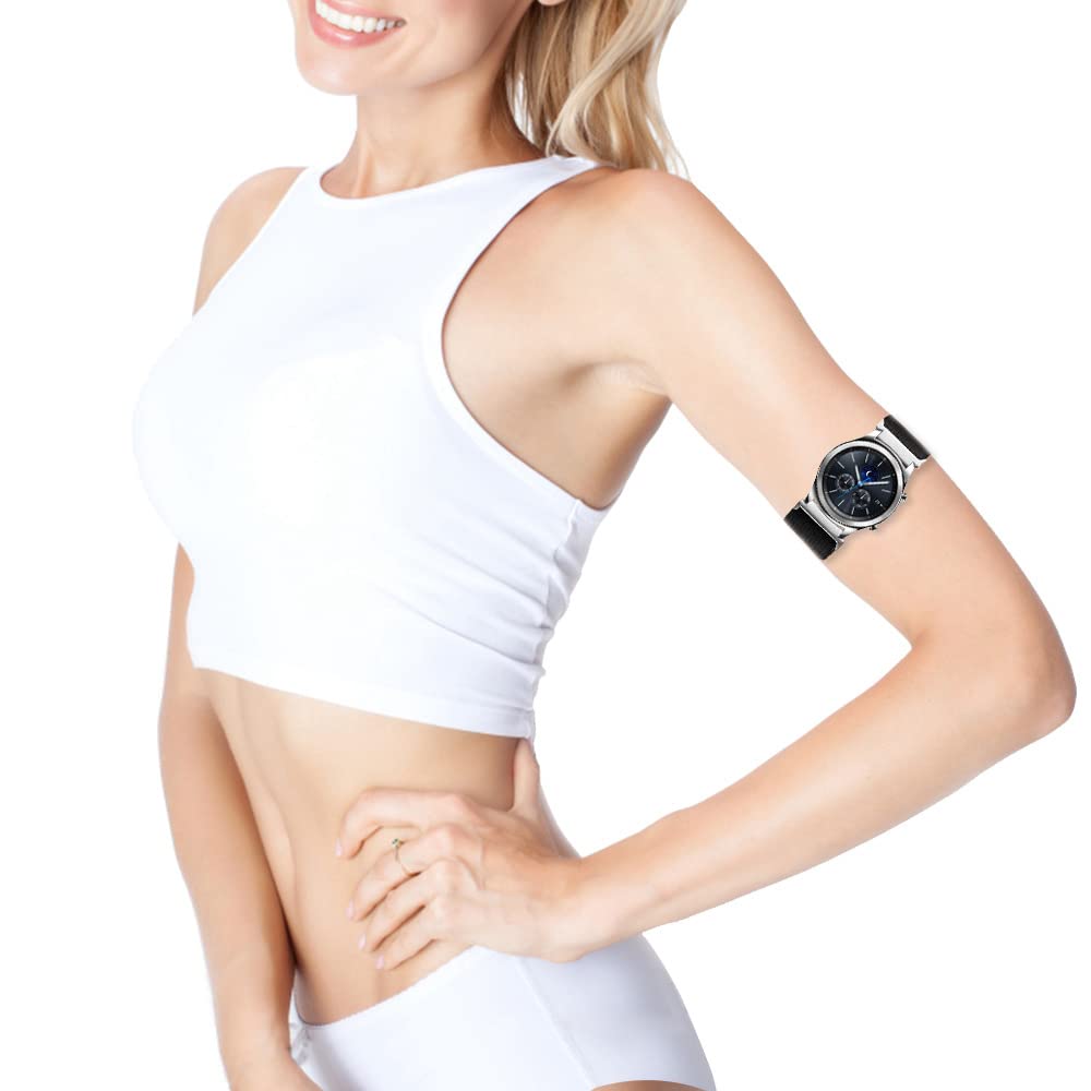 [Australia - AusPower] - Bumove 22mm Elastic Armband for Samsung Galaxy Watch 46mm, Gear S3 Frontier, Galaxy Watch 3 45mm, Adjustable Sport Workout Women Men Stretchy Arm or Ankle Band Strap Black 