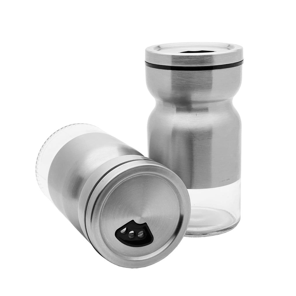 [Australia - AusPower] - Modern Salt and Pepper Shaker set with adjustable lids – Aliscler Stainless Steel shakers are easy to store and pour your favorite spices, being a pleasant accessory for your table 