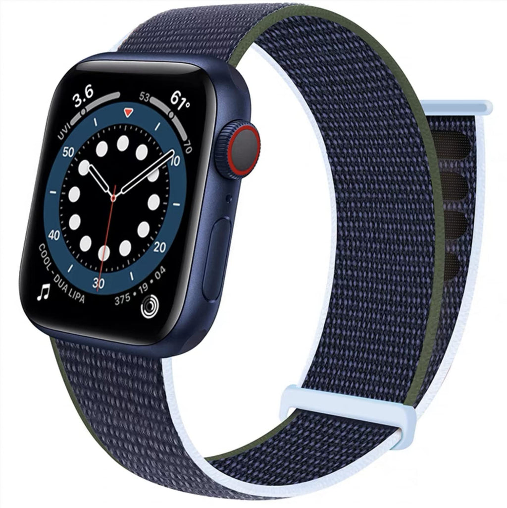[Australia - AusPower] - NOSENT Nylon Sport Loop Band Compatible with Apple Watch Band 38mm 40mm 41mm 42mm 44mm 45mm,Suitable for iWatch series SE/7/6/5/4/3/2/1,Nylon Velcro Women Men Adjustable Sport Braided Strap 42mm/44mm/45mm Abyss Blue 