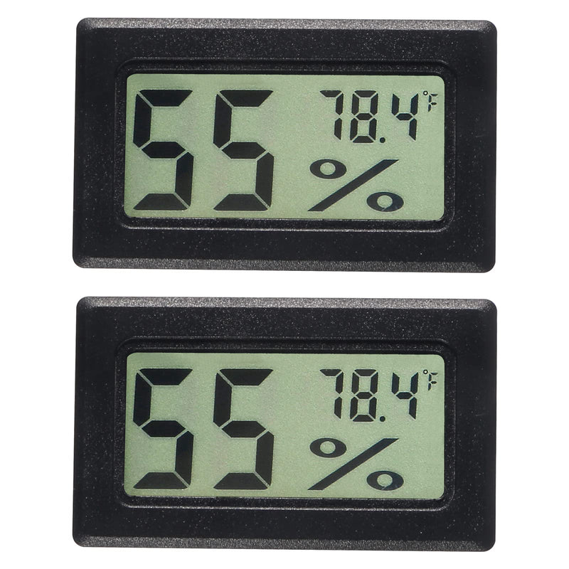 [Australia - AusPower] - Alinan 2pcs Mini Digital Thermometer Hygrometer, Small Electronic Temperature Humidity Meters Gauge Indoor LCD Display Fahrenheit for Humidors for Humidor,Greenhouse,Reptile Tank,Home,Jars, One Size 