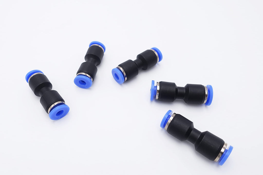 [Australia - AusPower] - IVLPHA Push to Connect Fitting 4mm Tube OD, Pneumatic Air Water Straight Union Two Way Connector/Coupler (Pack of 5) 4mm - 4mm 