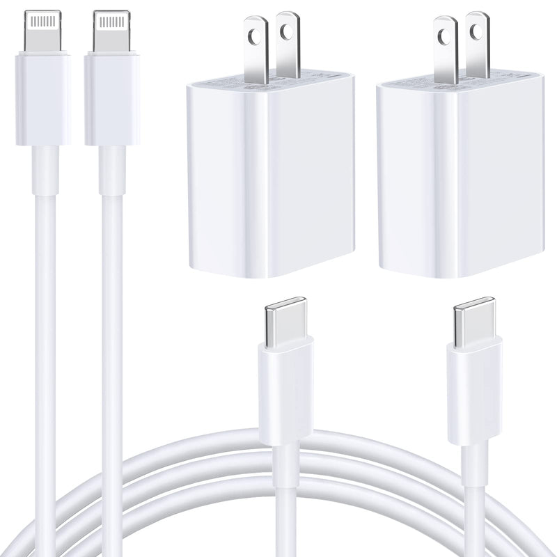 [Australia - AusPower] - [Apple MFi Certified] iPhone Fast Charger, Rombica 2 Pack 20W USB C Power Delivery Rapid Wall Charger Plug with 6FT Type C to Lightning Quick Charging Data Sync Cord Compatible for iPhone/iPad/AirPods White 