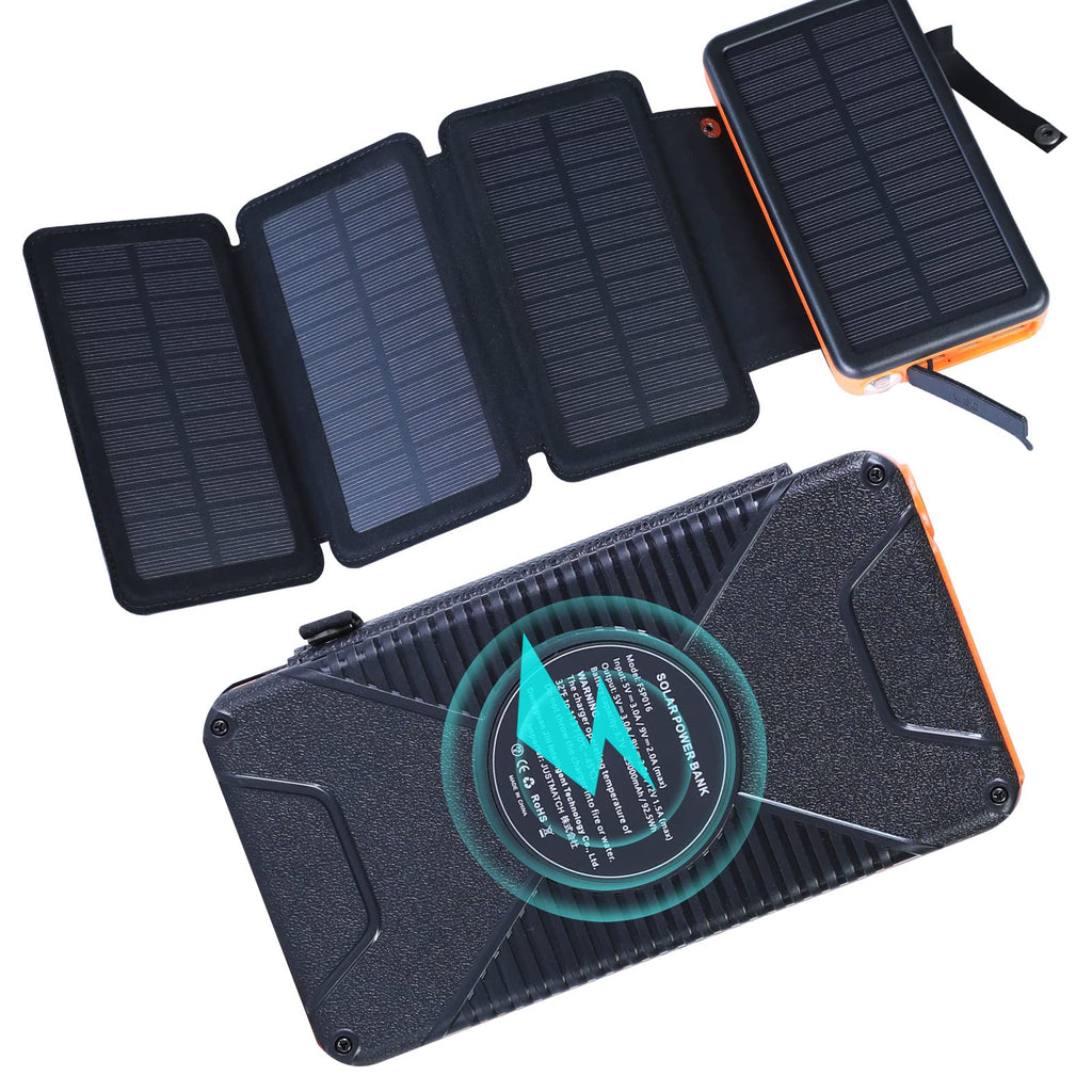 [Australia - AusPower] - FODITGLO Solar Phone Charger – Power Bank Solar with 4 Panels - 25000mAh Solar Portable Charger with Li-Polymer Battery – 6W/1.2A Solar Chargers for Electronic Devices - 6.1 x 3.3 x 1.37-inch 