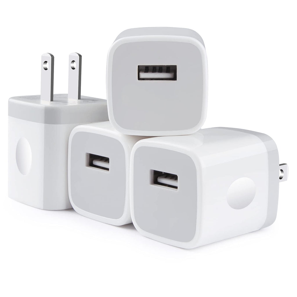 [Australia - AusPower] - iPhone Charging Block, Charger Cube 4Pack/5Watt One-USB Charger Block Plug in Wall Plug Outlet for iPhone 13 12 Mini 11 Pro Max XR XS X 8 7 6s SE, iPad Samsung Glaxy S21 S20 S10 S9 S8 J7 J3 S6 HTC White 