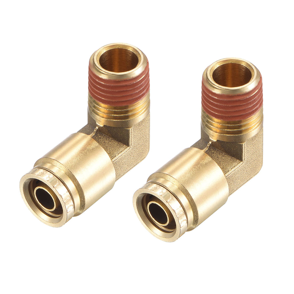 [Australia - AusPower] - MECCANIXITY Brass Push to Connect Fitting Elbow 3/8 Inch Tube OD x 1/4NPT Male Thread Quick Connector Pack of 2 3/8"x1/4NPT 