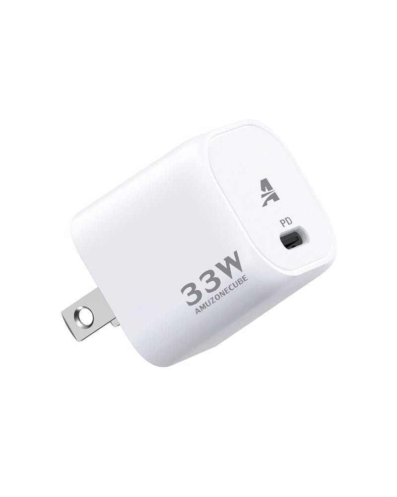 [Australia - AusPower] - USB C Charger 33W, Amuzone GaN USB C Portable Wall Charger PD 3.0 PPS Fast Charging Block Power Adapter for iPhone 13 Pro Max Mini iPhone 12 iPad Pro MacBook Air, Galaxy S22+ Note 20, Pixel 6 -White white 