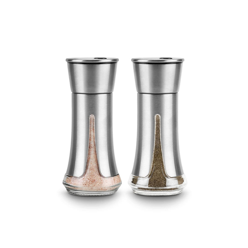 [Australia - AusPower] - Salt and Pepper Shakers Set by Aelga - Salt Shaker with Adjustable Pour Holes -Stainless Steel Salt and pepper shakers- Spice Shakers of Himalayan, Kosher and Sea Salts 
