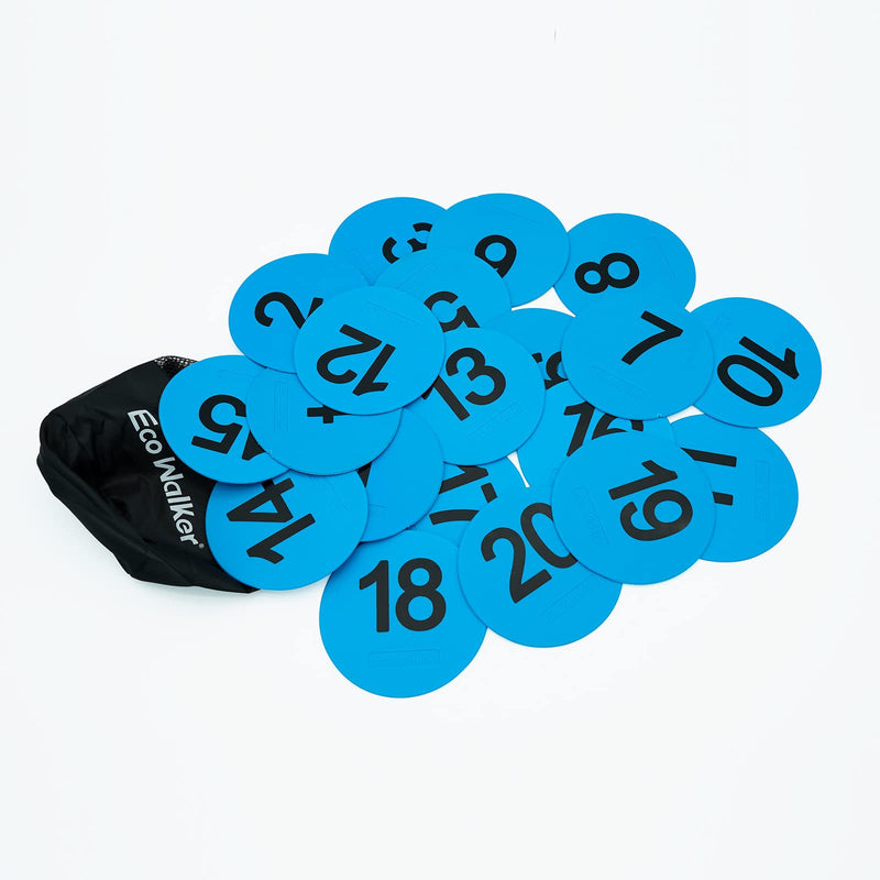 [Australia - AusPower] - Eco Walker 4inch Mini Floor Spot Markers for Classroom Preschool and Kindergarten (Set of 20pcs) (Blue number 1-20) Blue number 1-20 