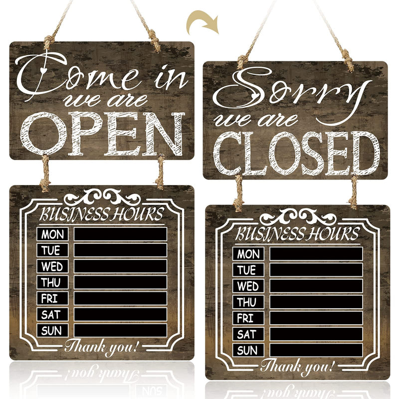 [Australia - AusPower] - Business Hours Sign Open and Closed Sign Rustic Hanging Chalkboard Welcome Chalk Boards Business Hours Sign Store Hours Sign for Restaurant Door Hotel (Brown) Brown 